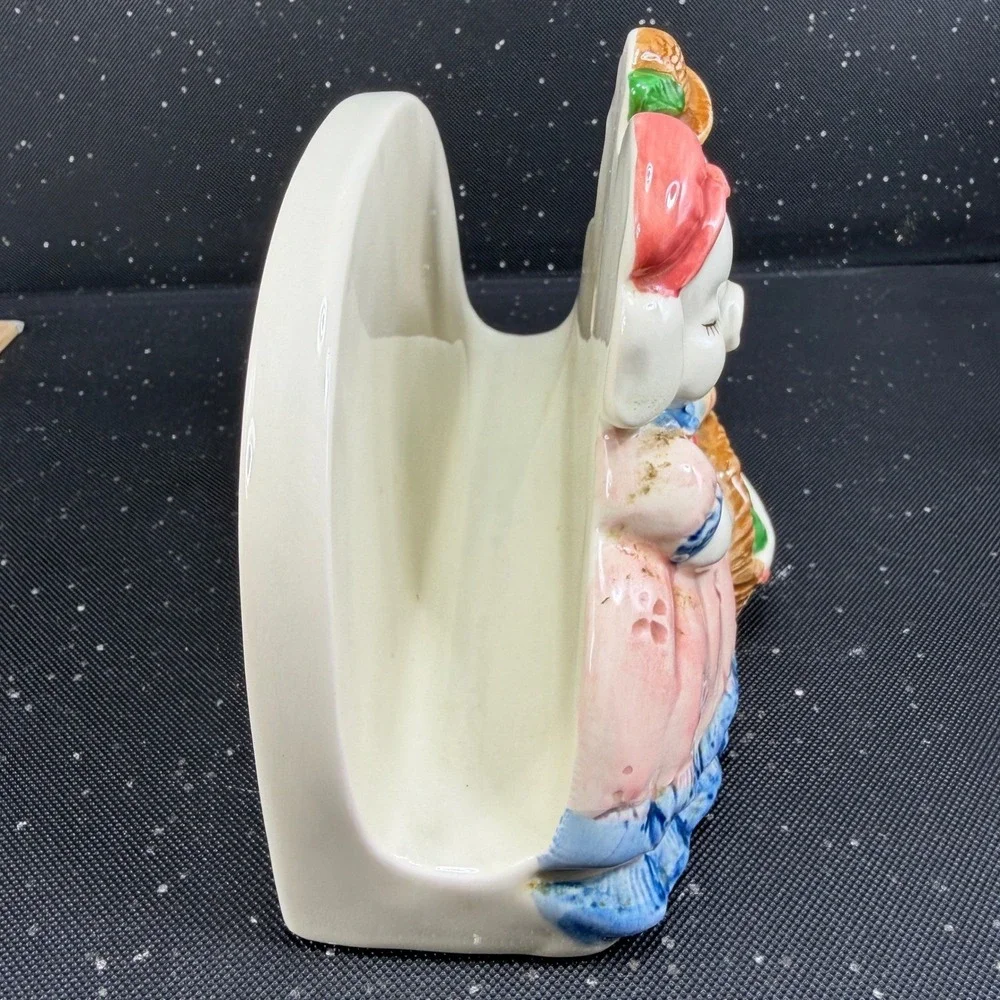 Vintage Otagiri Japan Ceramic Pig Couple Napkin Holder Hand Painted Farmhouse